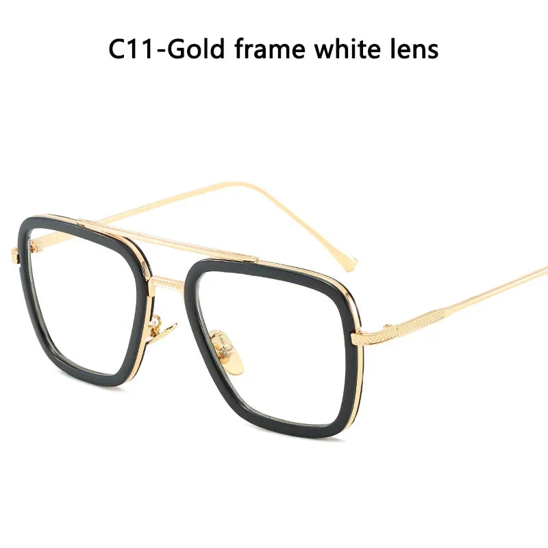 Sunglasses – Fashion Square Frame, Tony Stark Style, Unisex, Retro Brand Design