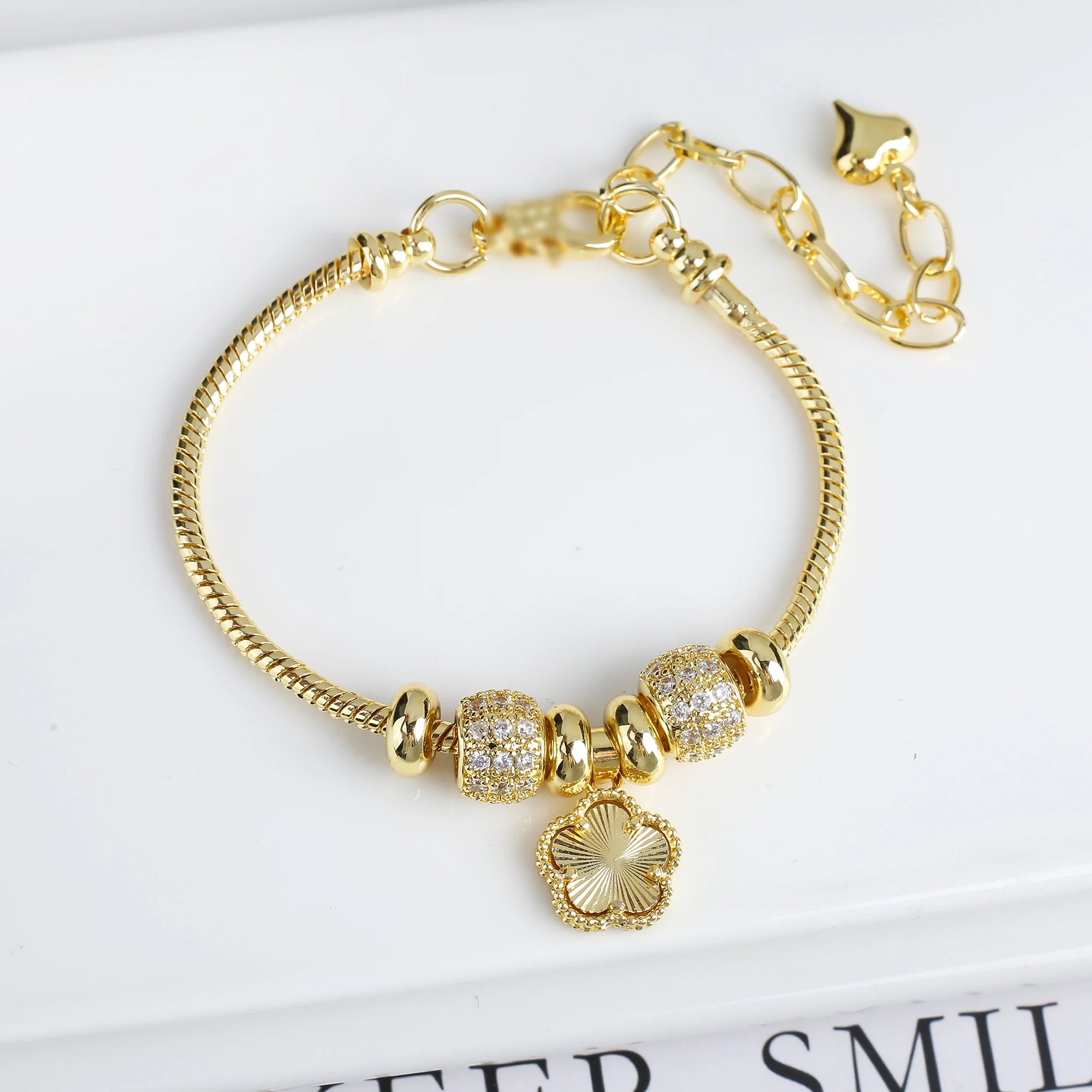 5-Leaf Clover Woven Chain Bracelet – Women’s Luxury Jewelry