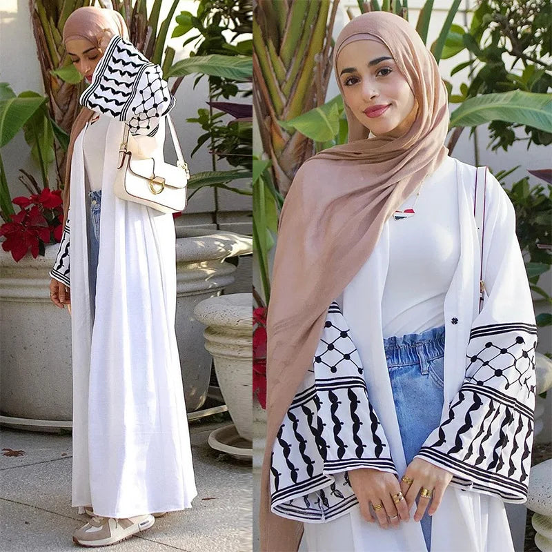 Embroidered Muslim Abaya – Middle Eastern Loose Cardigan Robe for Women