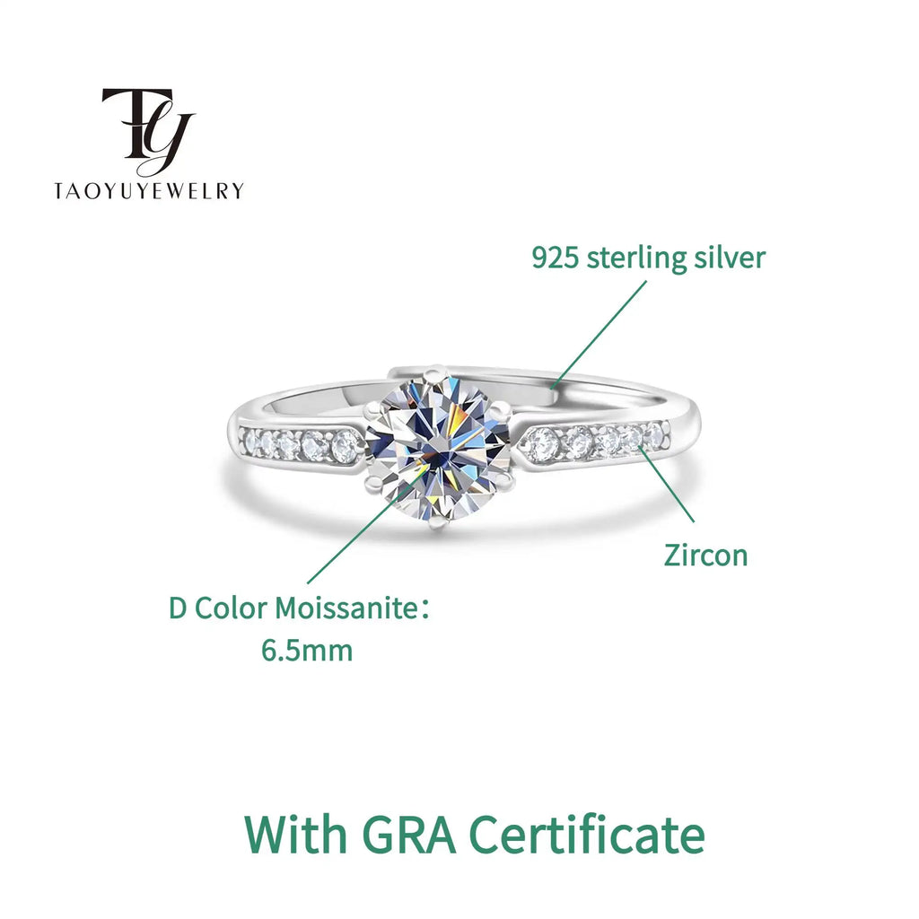 1CT D Color Moissanite Fairy Ring 925 Silver