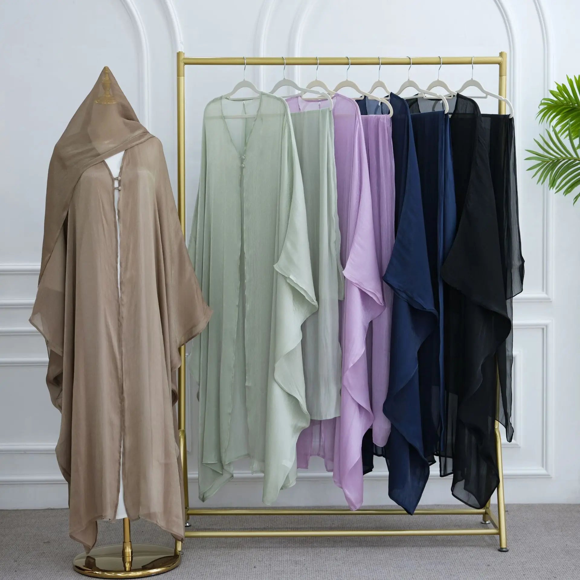 Islamic Dubai Open Abaya with Hijab – Modest Luxury Kaftan for Women Eid & Ramadan