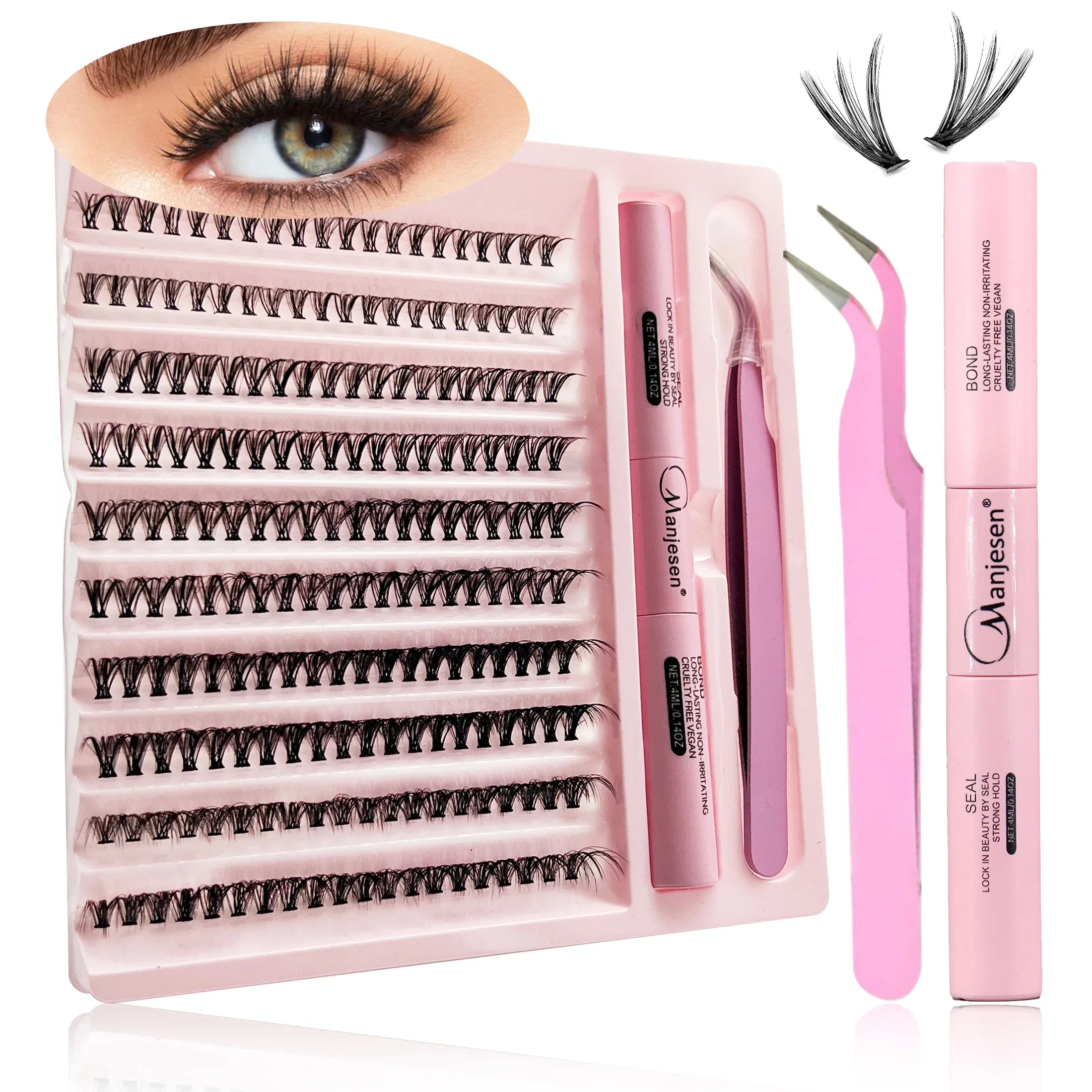 DIY Eyelash Extension Kit – 200PCS Clusters, Bond & Seal, Makeup Tools & Accessories