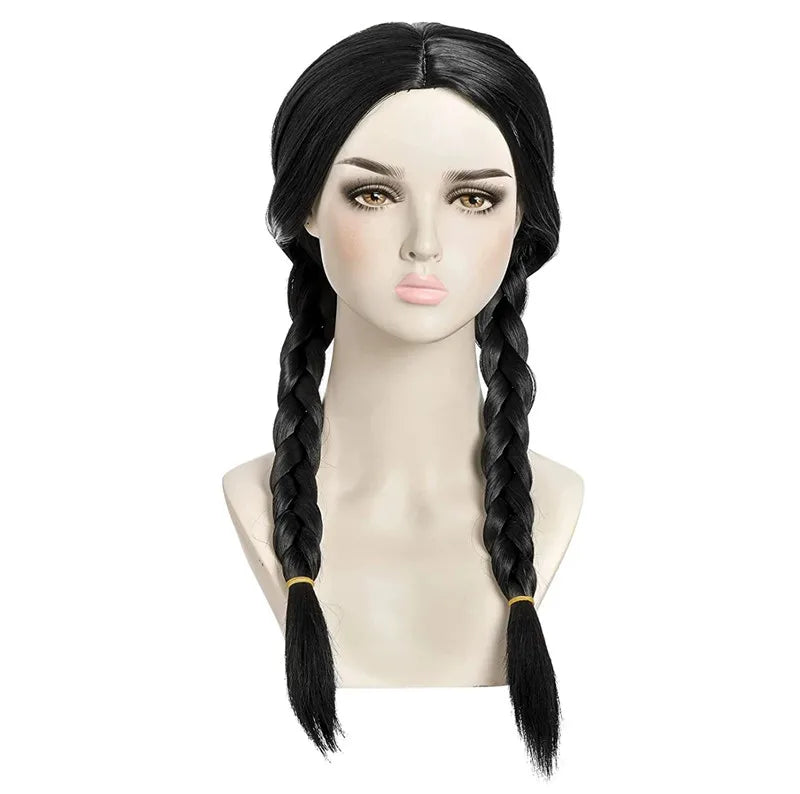 Black Synthetic Hair Extensions – Double Braid, Long Straight, Cosplay/Halloween