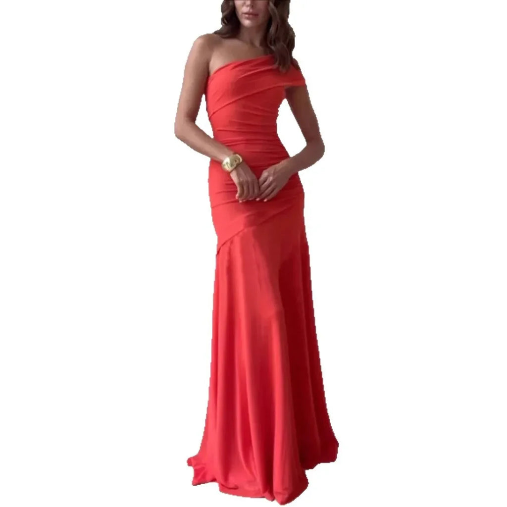 Pure Color Asymmetrical Backless Bodycon Dress