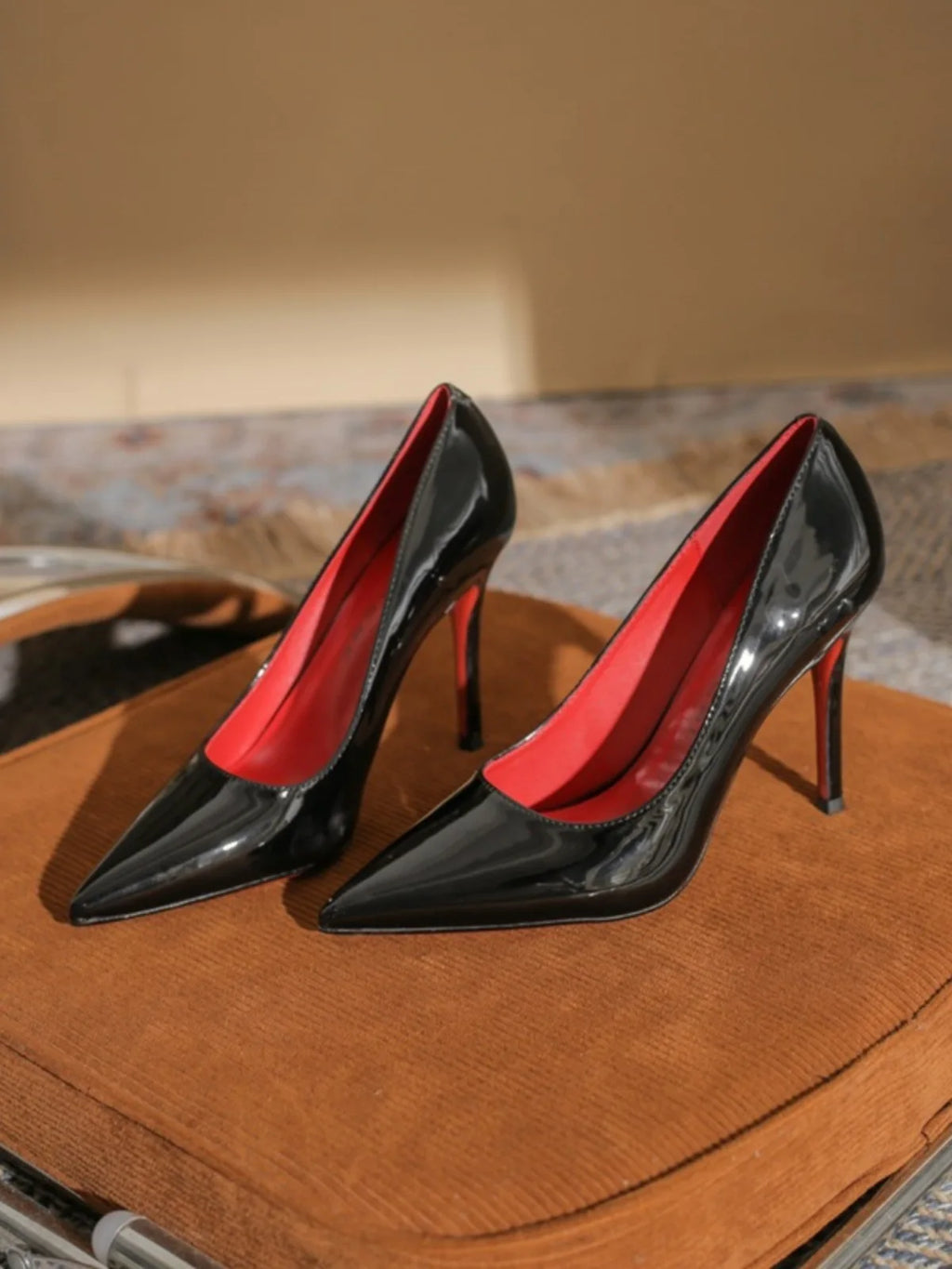 7cm Black Pointed Toe Stiletto Heels for Women
