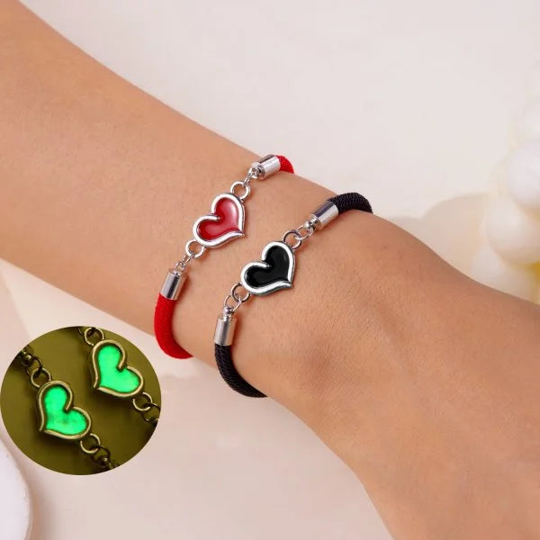 Butterfly Luminous Pendant Bracelet Set – Couples Black Rope