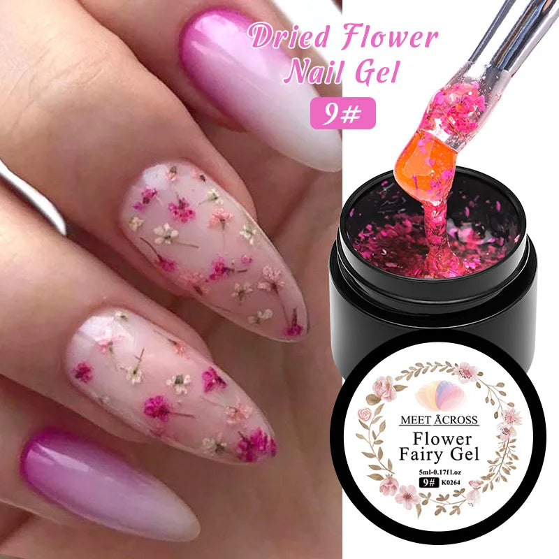 5ml Pink Dried Flower Gel Polish – Semi-Permanent, UV Soak-Off, Fairy Nail Art