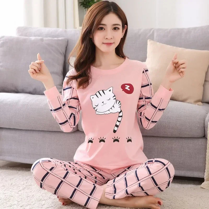Women’s 2-Piece Autumn Sleepwear Set – Long Sleeve Teacup Pajamas