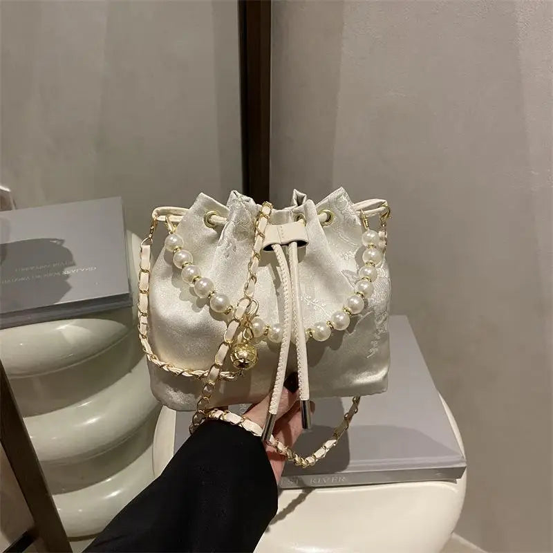 Pearl Bucket Shoulder Bag – Fashion Women’s Crossbody Handbag