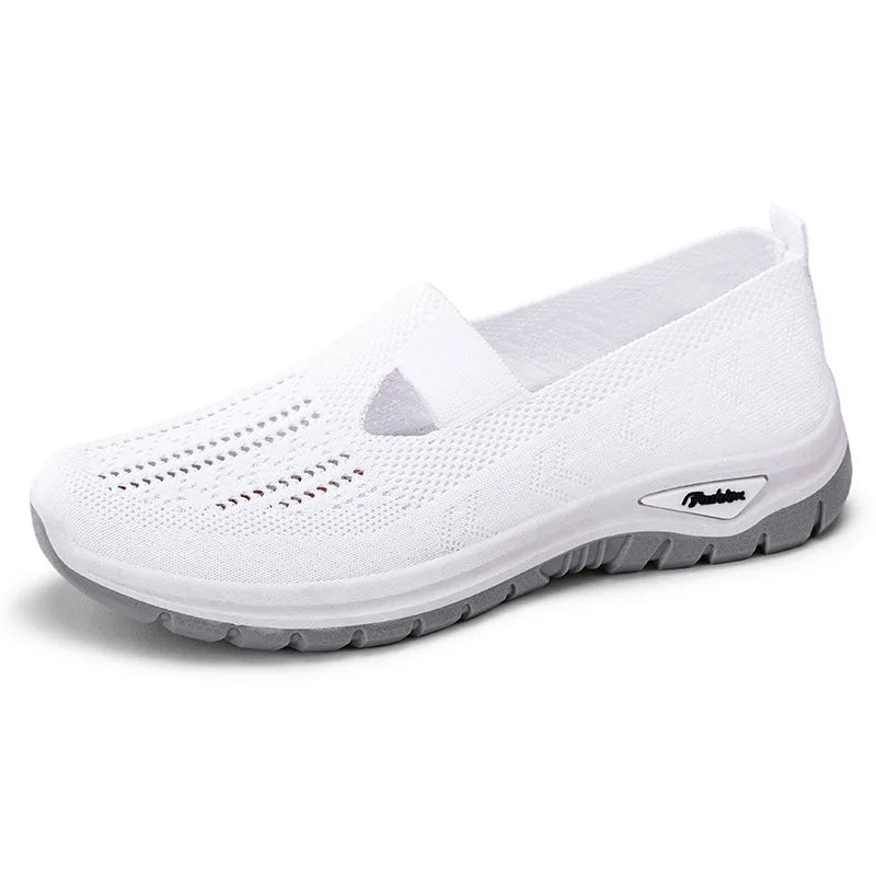 Women's Mesh Slip-On Sneakers – Lightweight Vulcanized Flats, Plus Size 42
