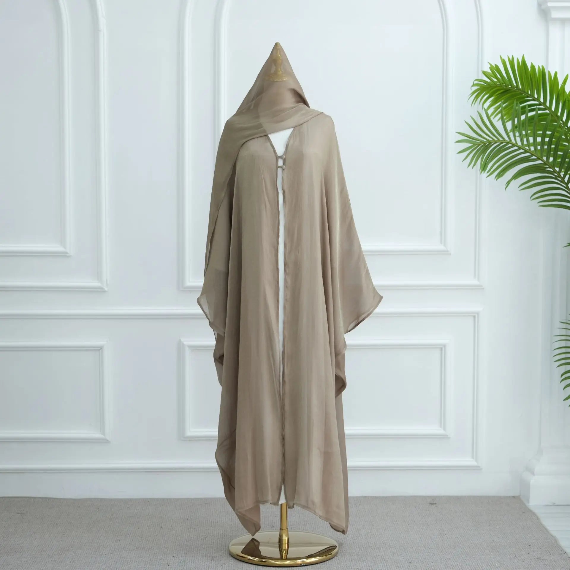 Islamic Dubai Open Abaya with Hijab – Modest Luxury Kaftan for Women Eid & Ramadan