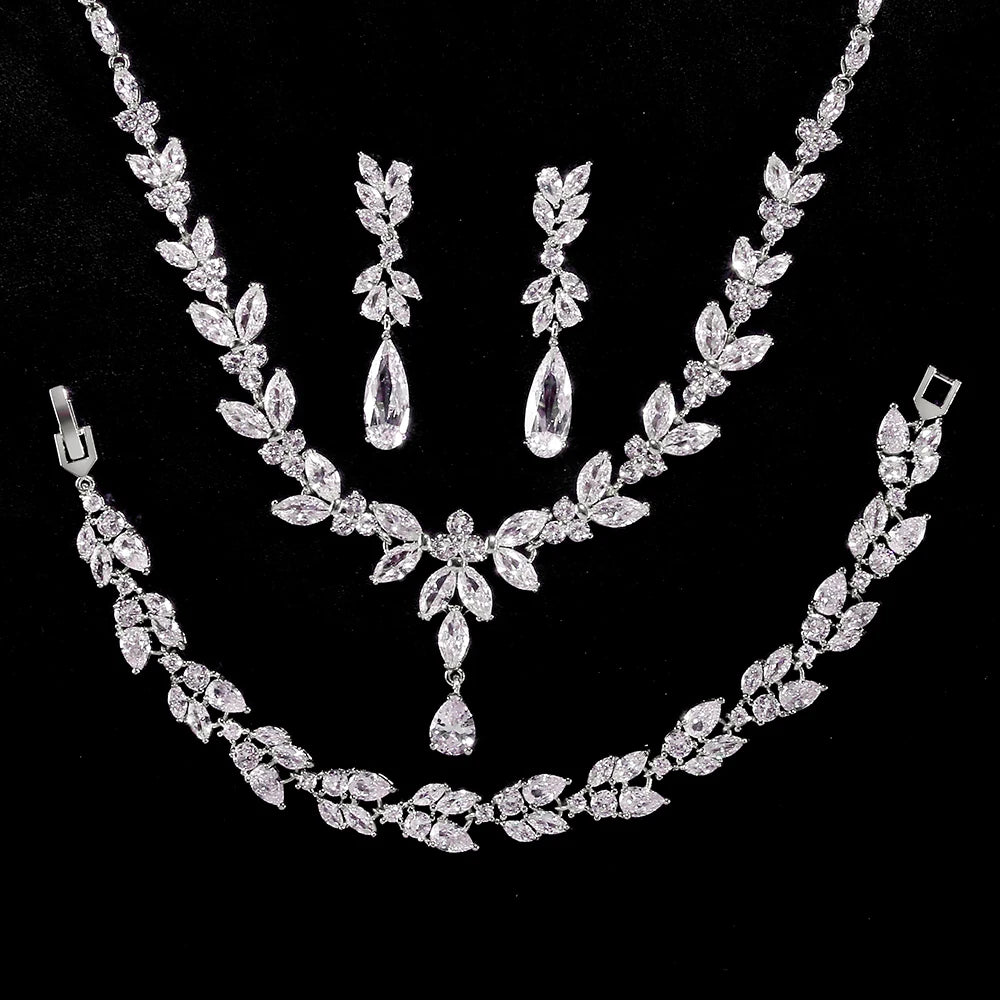 ZAKOL Luxury Cubic Zirconia Earrings & Necklace Set