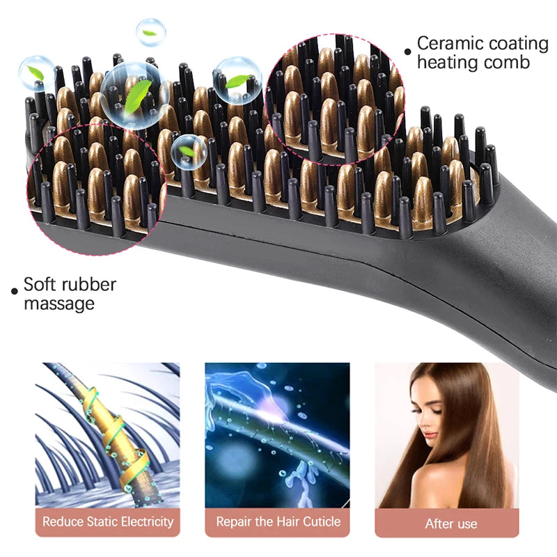 Electric Hot Comb Straightener – Quick Heat, Multifunctional, Men’s Beard Care, Anti-Scald