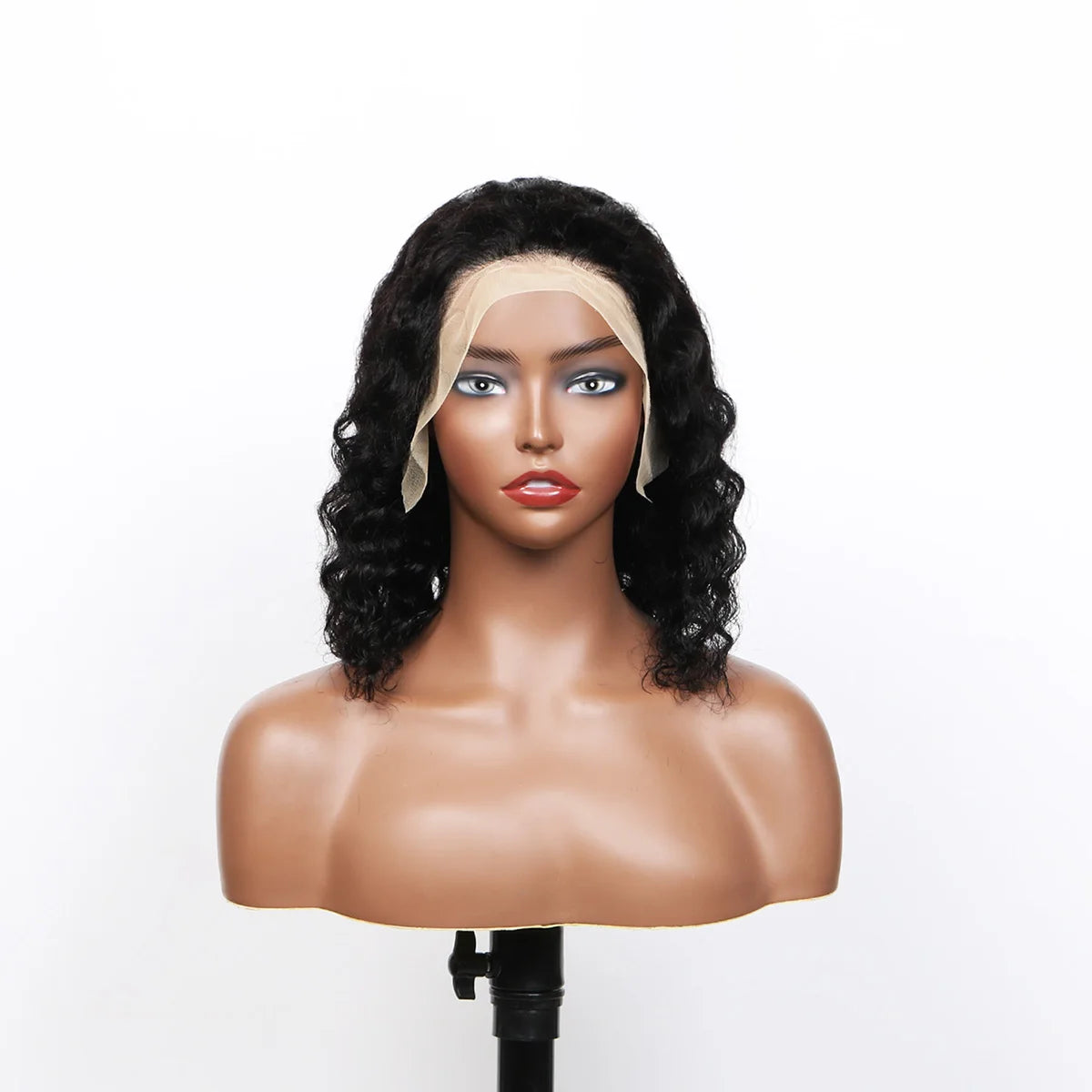 Deep Wave Short Bob Wig – 180% Density, Pre-Plucked, Side Part, 13x4 Lace Frontal, Brazilian Virgin Hair