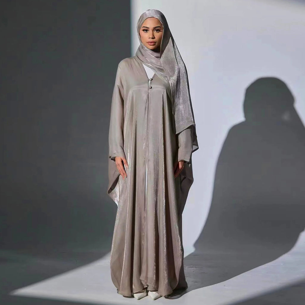 Islamic Dubai Open Abaya with Hijab – Modest Luxury Kaftan for Women Eid & Ramadan
