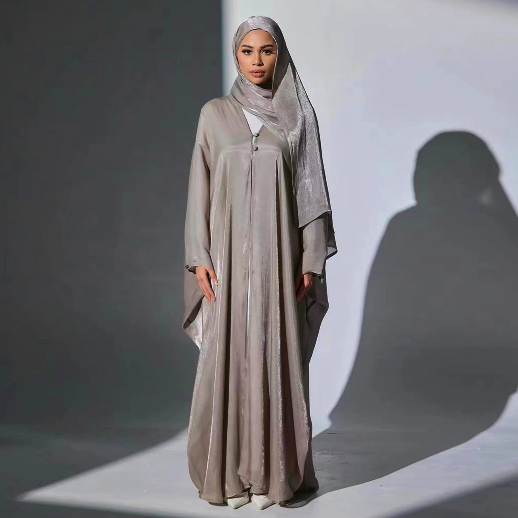 Islamic Dubai Open Abaya with Hijab – Modest Luxury Kaftan for Women Eid & Ramadan