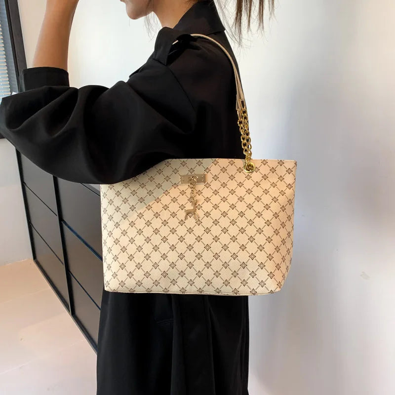 Presbyopia Soft Leather Large Tote Bag for Women