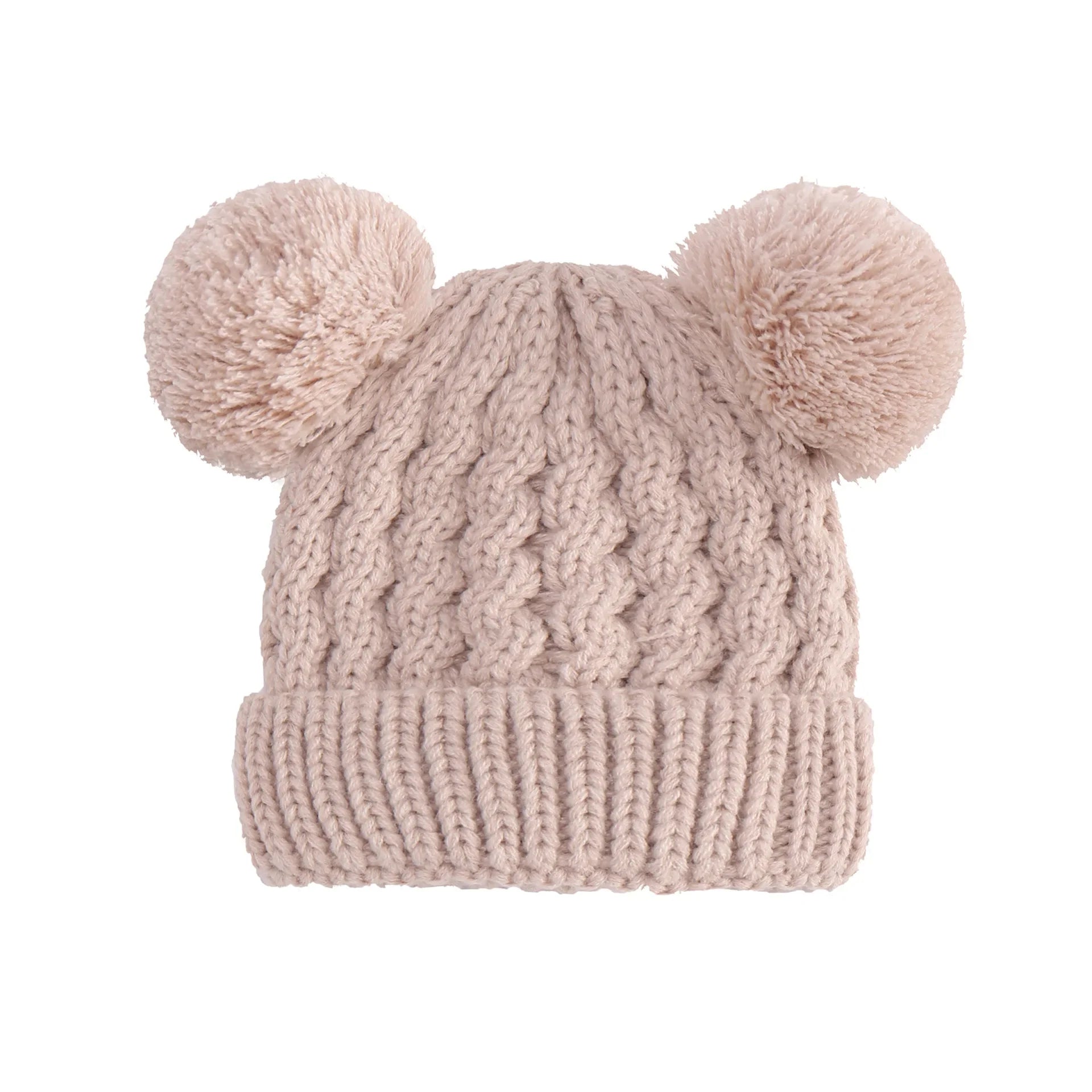 Baby Girl Beanie – Knit, Pompom, Warm, Autumn/Winter, Toddler Hat
