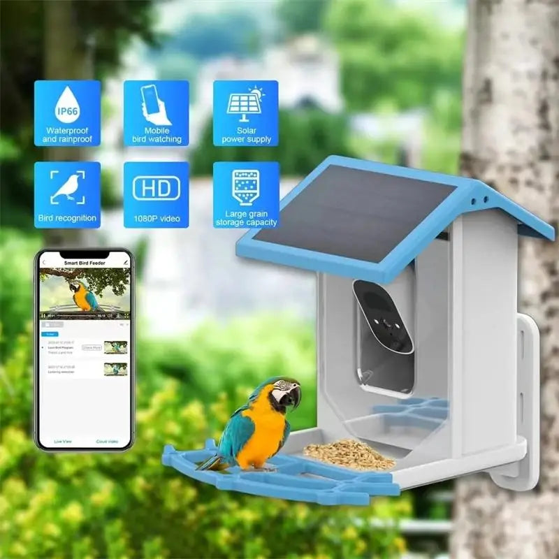 Smart Bird Feeder with Camera – 2K HD, AI Bird Identification, Solar Powered