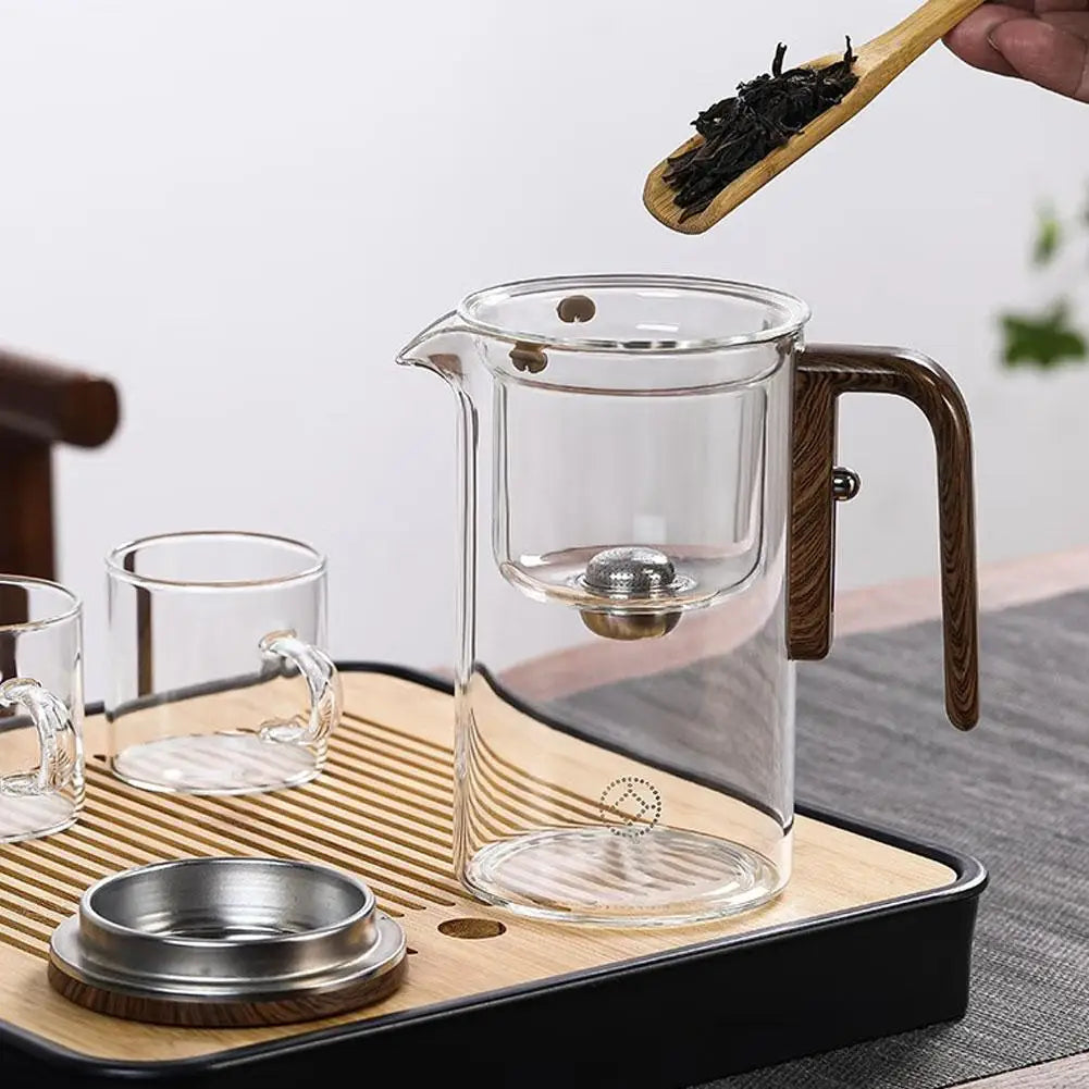 Glass Teapot with Magnetic Tea Separation & Wood Handle