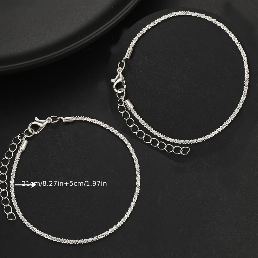 Douce Brillance – Silver Anklet Set