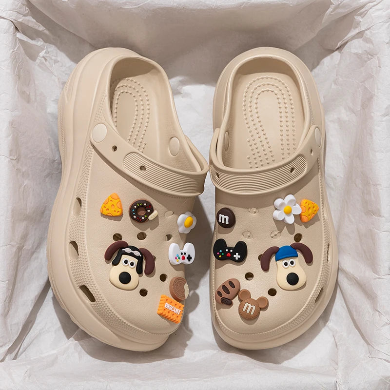 Pearl Chain Platform Sandals – Fashion Thick Sole Beach Clogs for Women