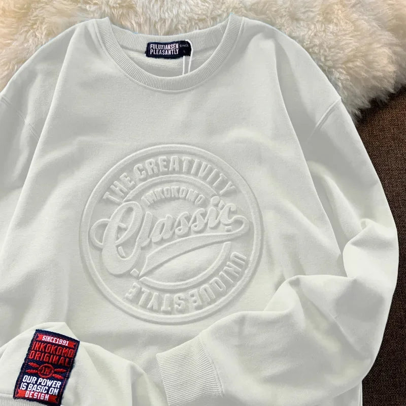 Sweatshirt Unisexe – Loose Fit, Épaissi, Motif 3D, Style Hip-Hop, Automne/Hiver