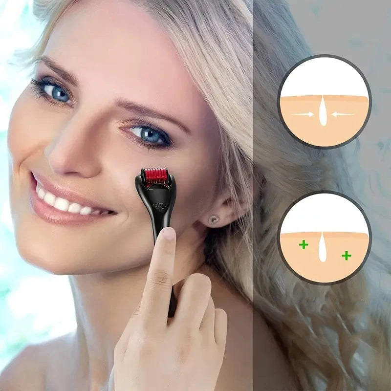 0.25mm Microneedle Roller – 540 Titanium Needles, Facial Skincare, Beauty Massage Tool