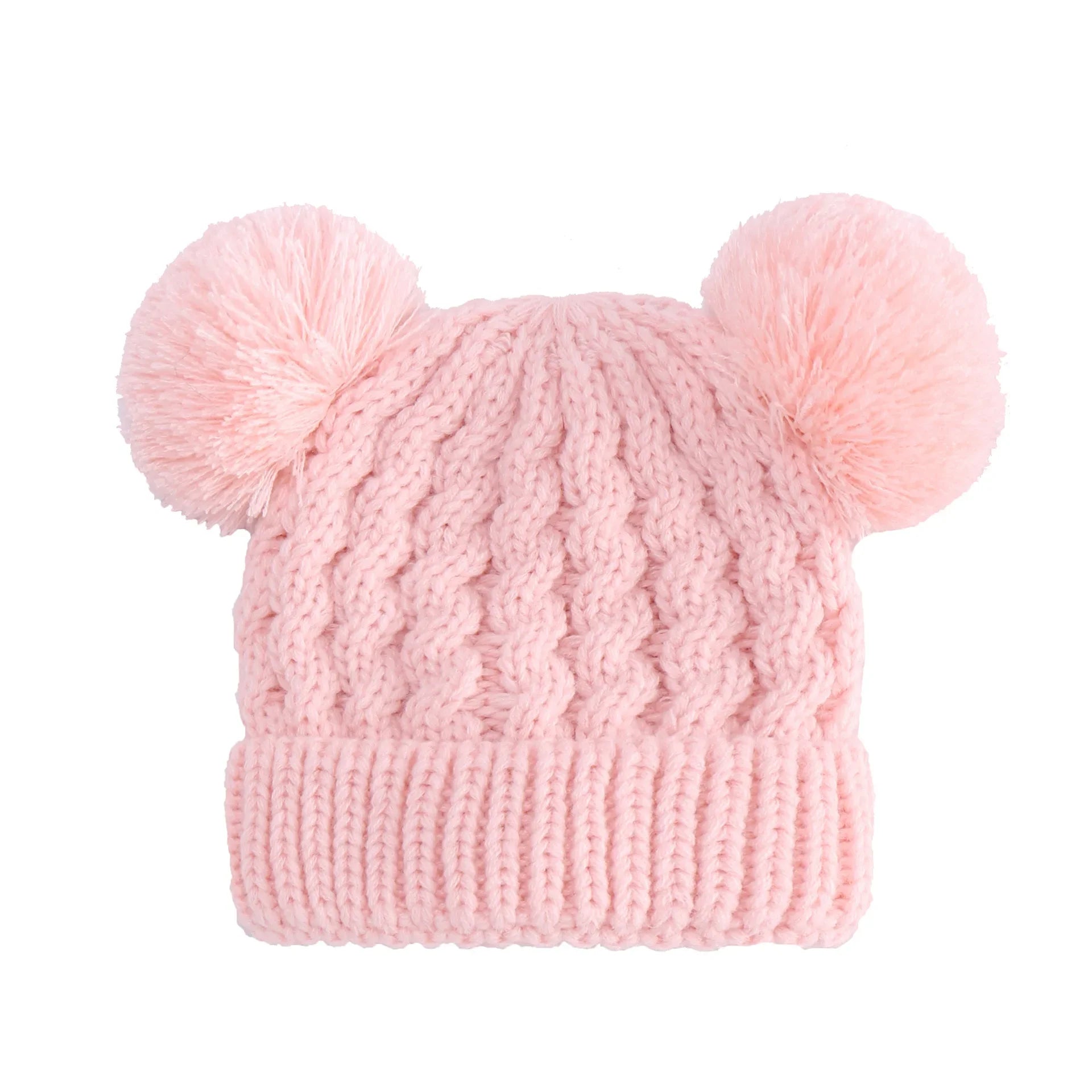 Baby Girl Beanie – Knit, Pompom, Warm, Autumn/Winter, Toddler Hat