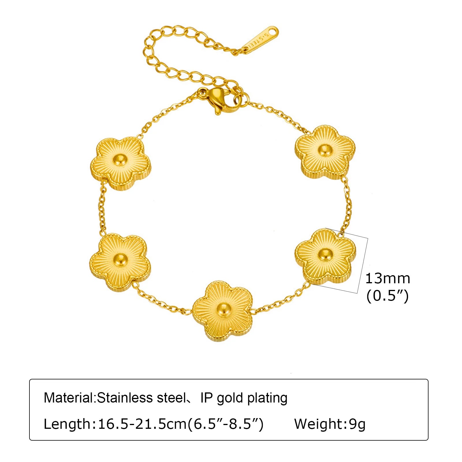 13mm Clover Stainless Steel Bracelet Set – Women’s Gift