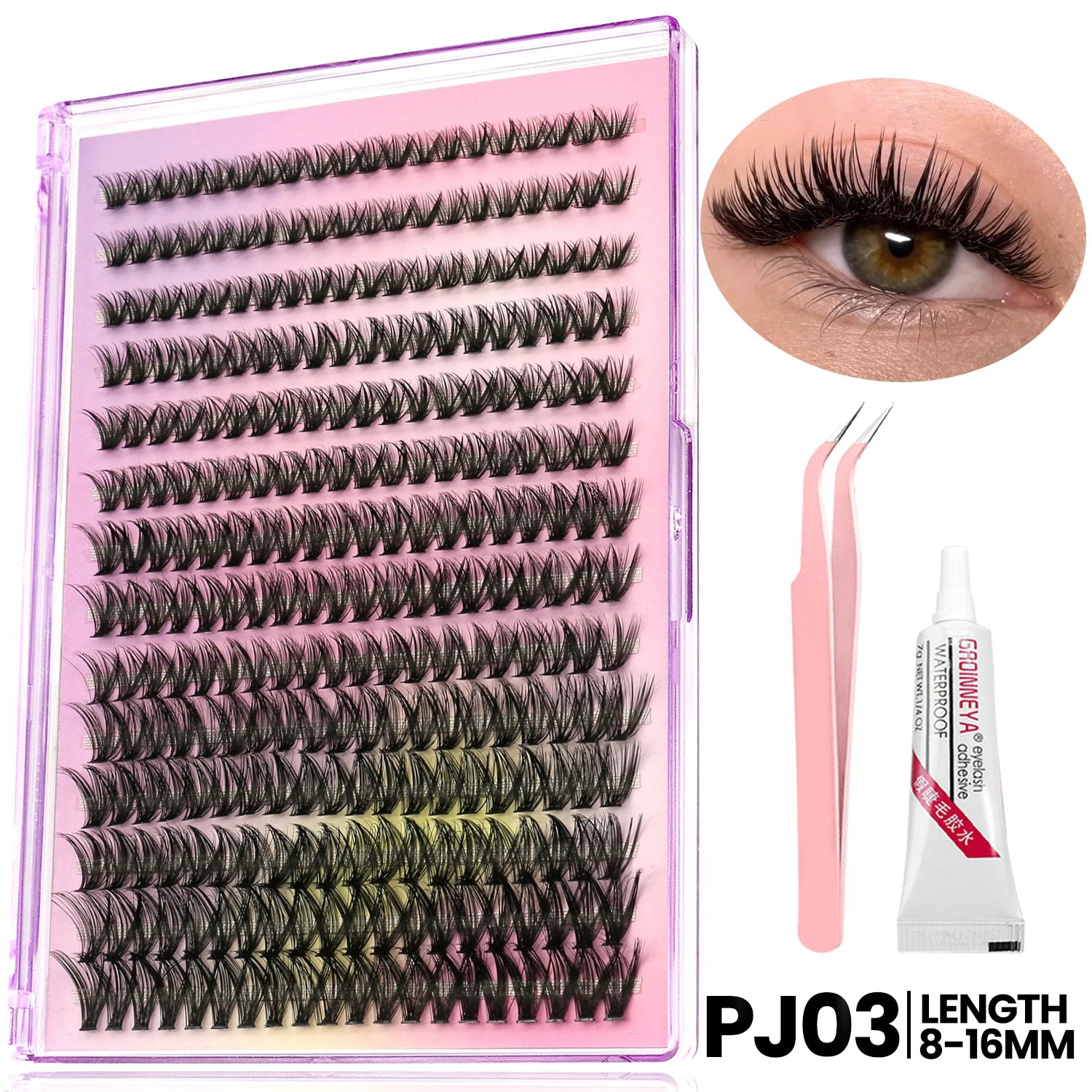 280 Clusters Individual Lashes Natural Look Soft Curly Fluffy Cluster Lashes DIY Eyelash Extension Personal Eyelash Makeup Tool
