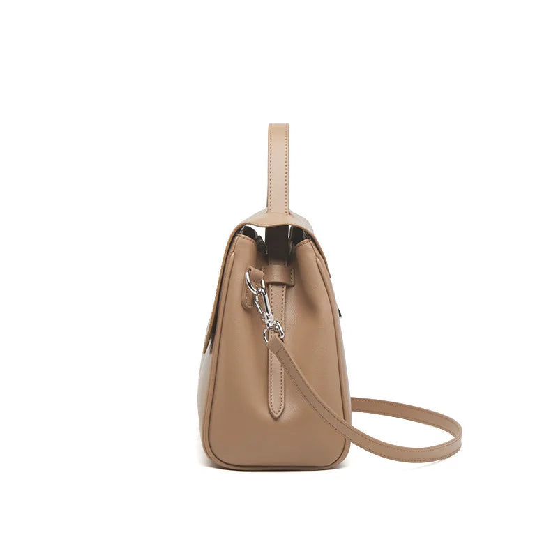 Solid Cowhide Handbag – Luxury Women’s Single-Shoulder Leather Bag