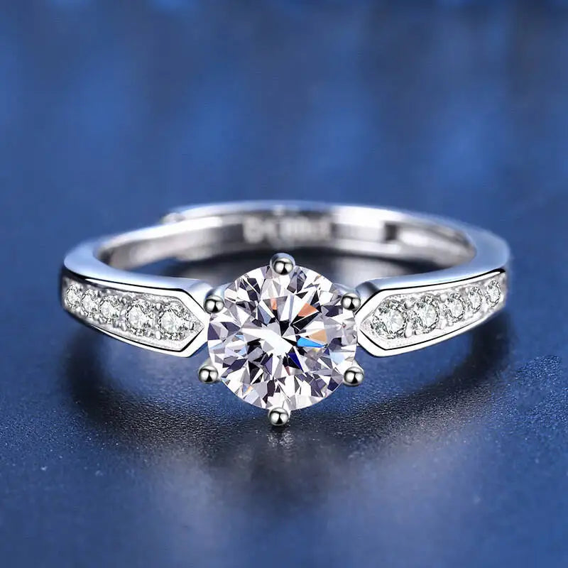 1CT D Color Moissanite Fairy Ring 925 Silver