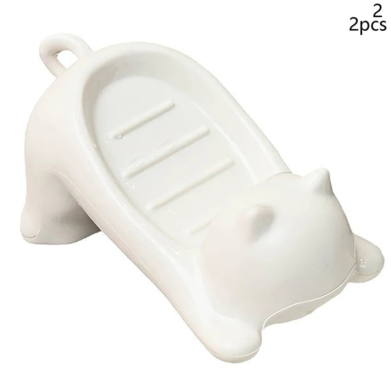 Cat-Themed Plastic Soap Dish – Cute Bathroom & Toilet Accessory