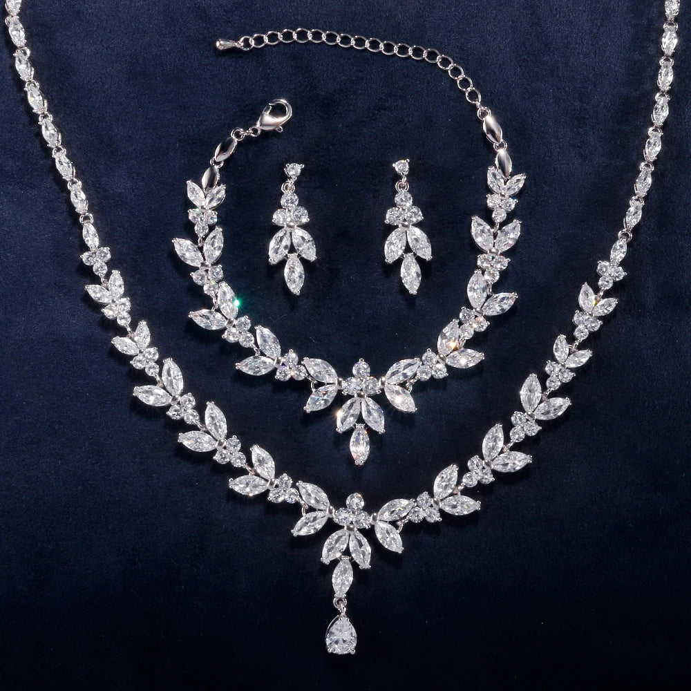 ZAKOL Luxury Cubic Zirconia Earrings & Necklace Set