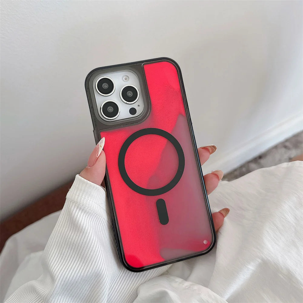 Magsafe Glowing Liquid Quicksand iPhone Case for iPhone 13–17 Pro Max