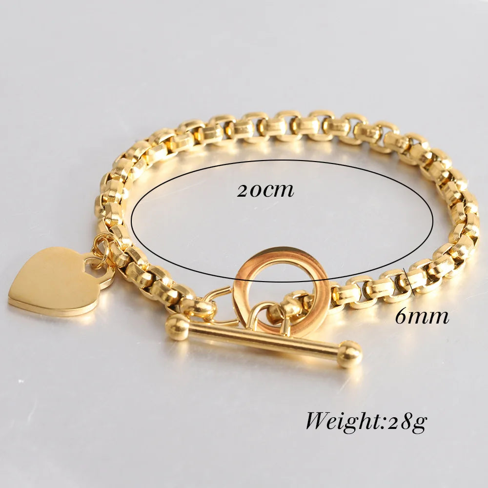 6MM Stainless Steel Heart Bracelet – Women’s Hand Chain