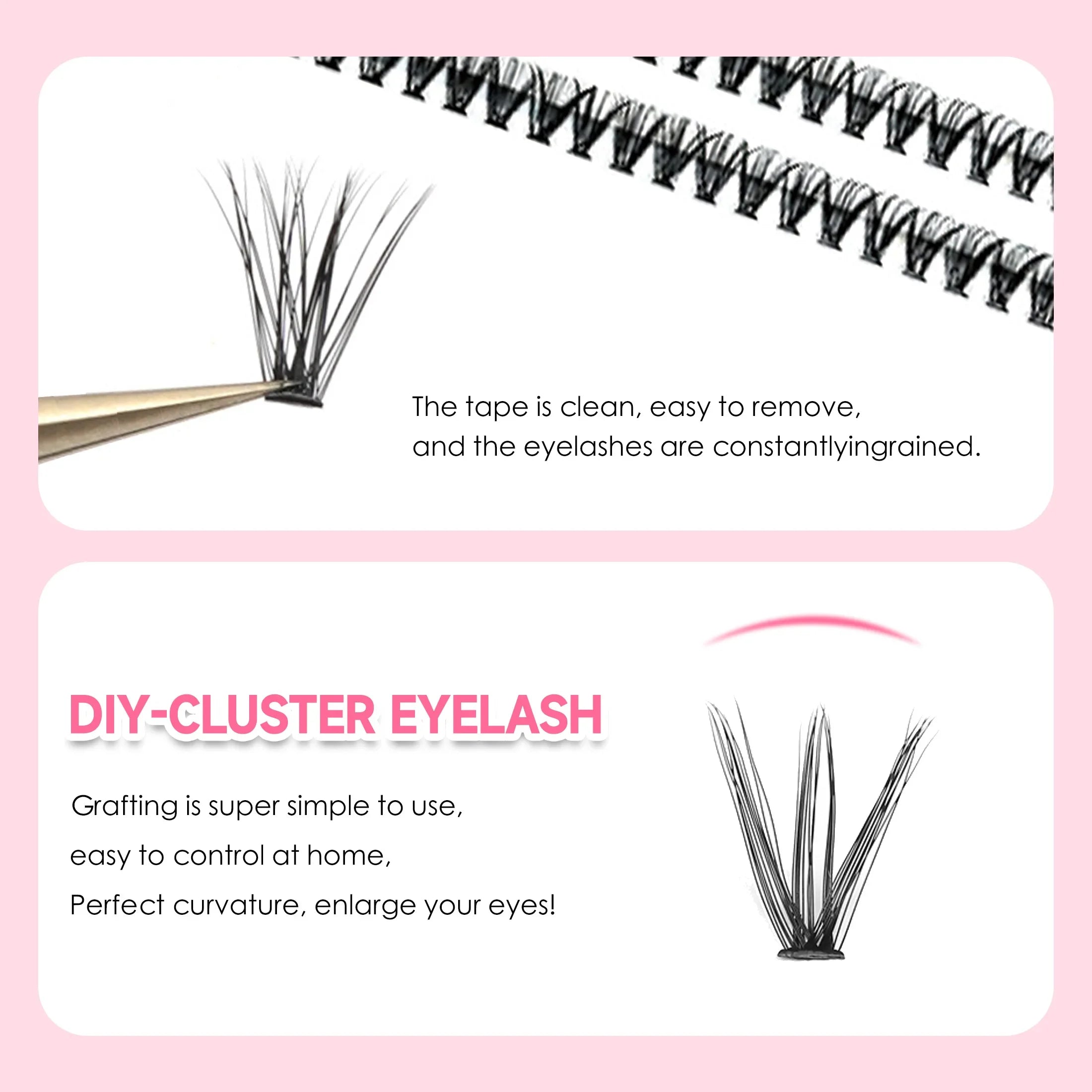 DIY Eyelash Extension Kit – 200PCS Clusters, Bond & Seal, Makeup Tools & Accessories