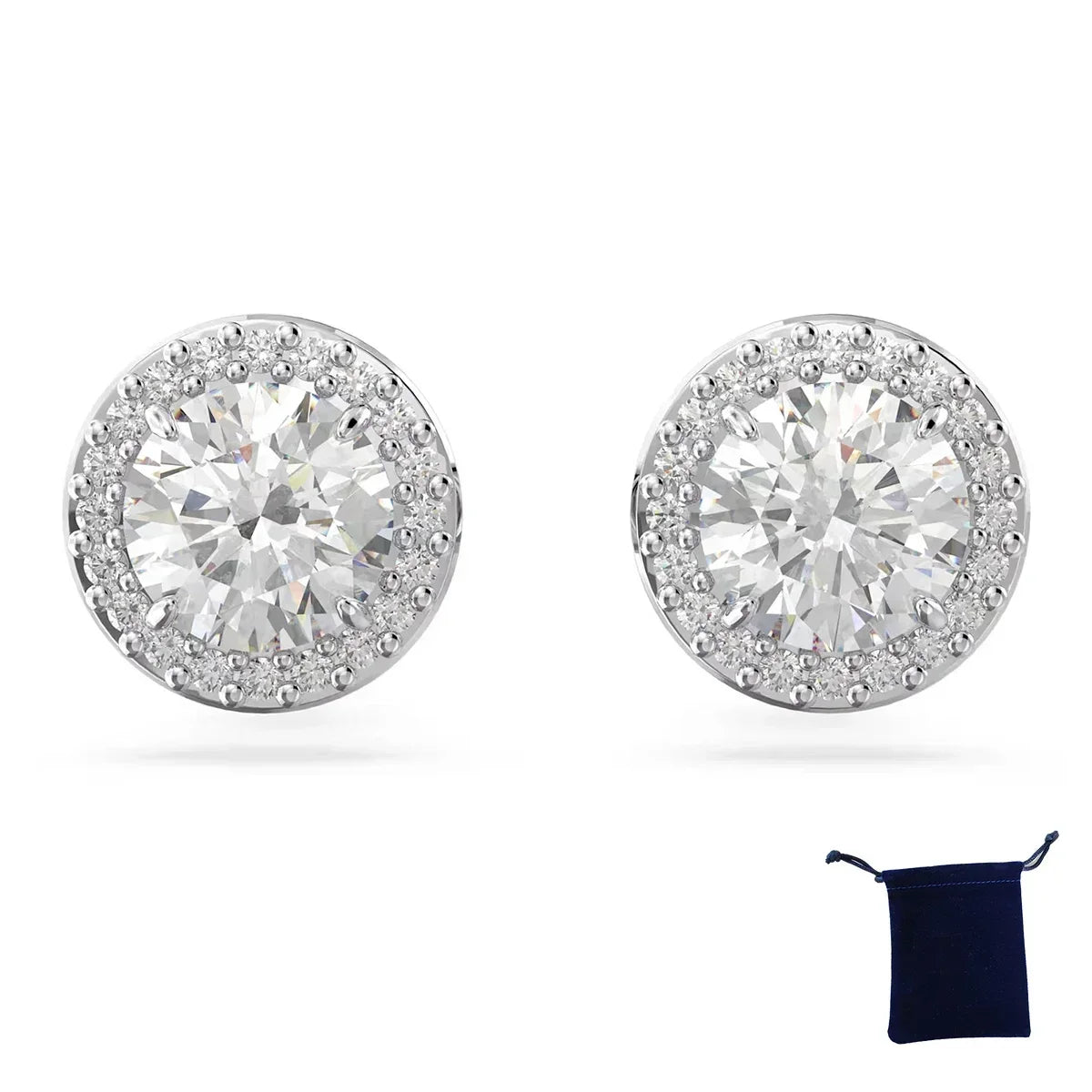 Women's Classic Diamond Round Crystal Necklace Set – S925 Silver