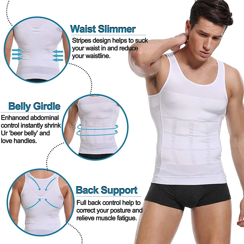 Men's Slimming Body Shaper Vest – Abs Control, Gym Workout, Compression Tank Top, Sleeveless