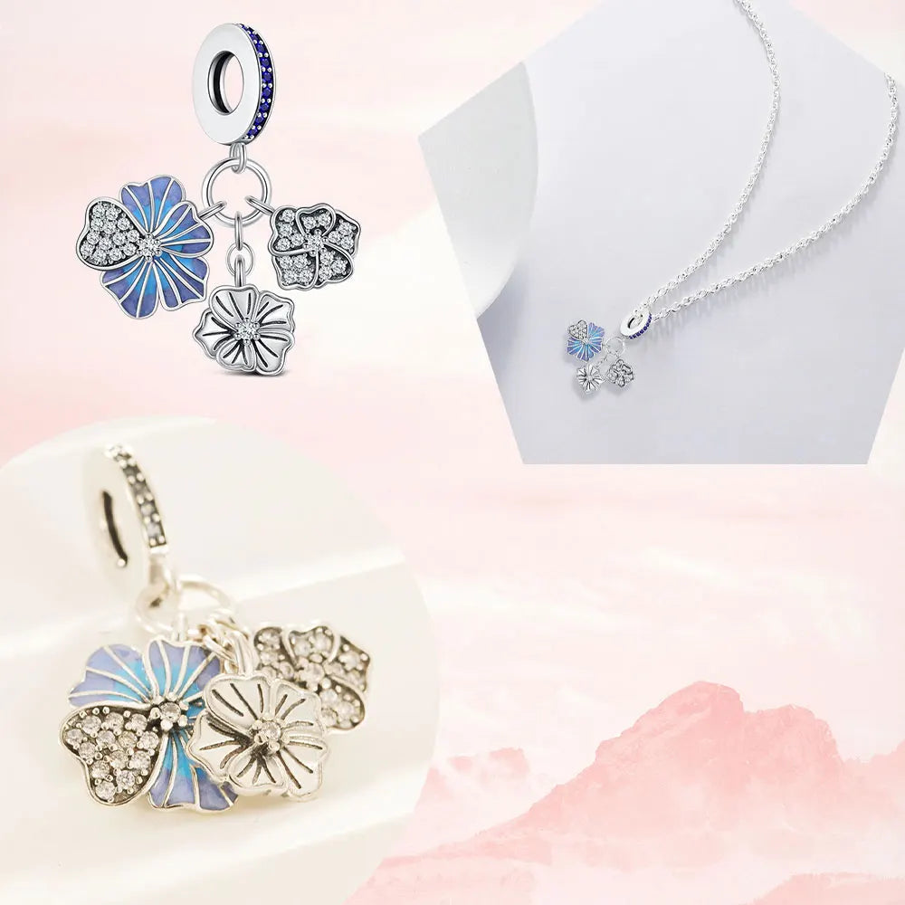 925 Sterling Silver Lotus Charm Pendant – Women’s DIY Bracelet