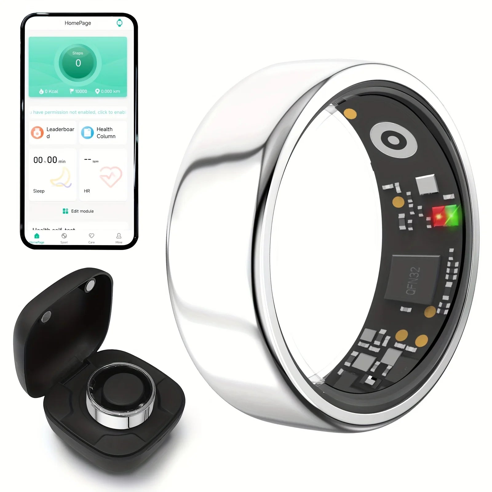 Smart Ring – Heart Rate, Blood Pressure, Sleep & Motion Tracking, IP68 Waterproof, Unisex Gift