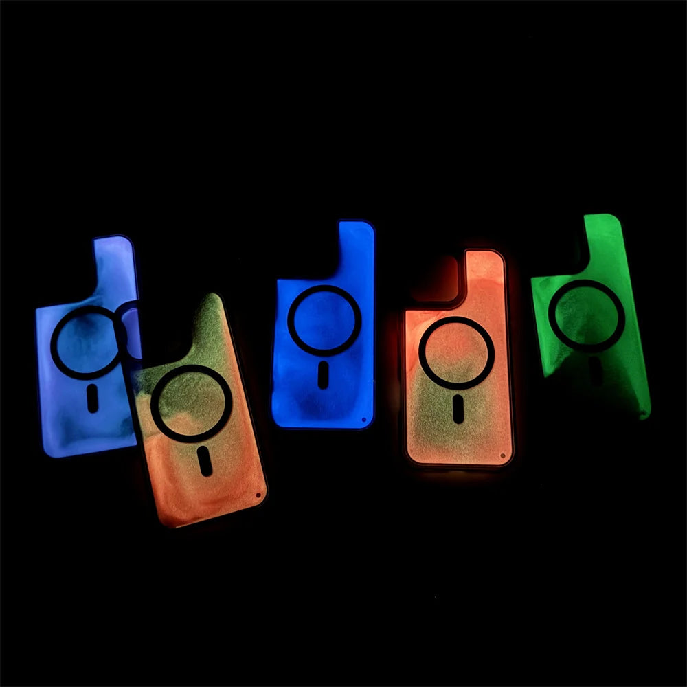 Magsafe Glowing Liquid Quicksand iPhone Case for iPhone 13–17 Pro Max
