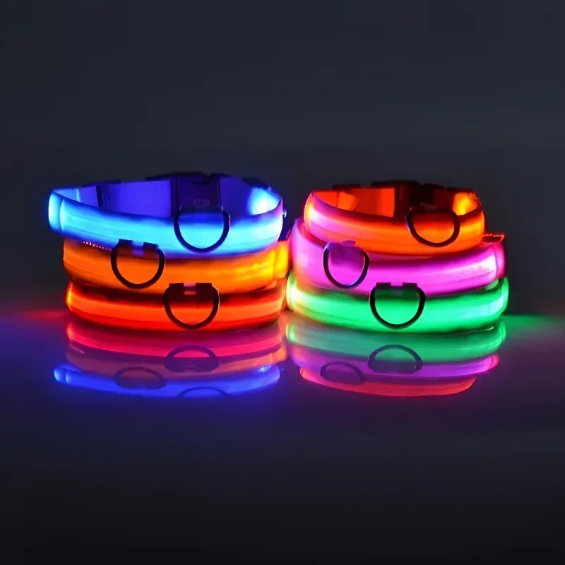 Dog Collar LED – Nylon, Night Safety, Flashing, Glow-in-the-Dark