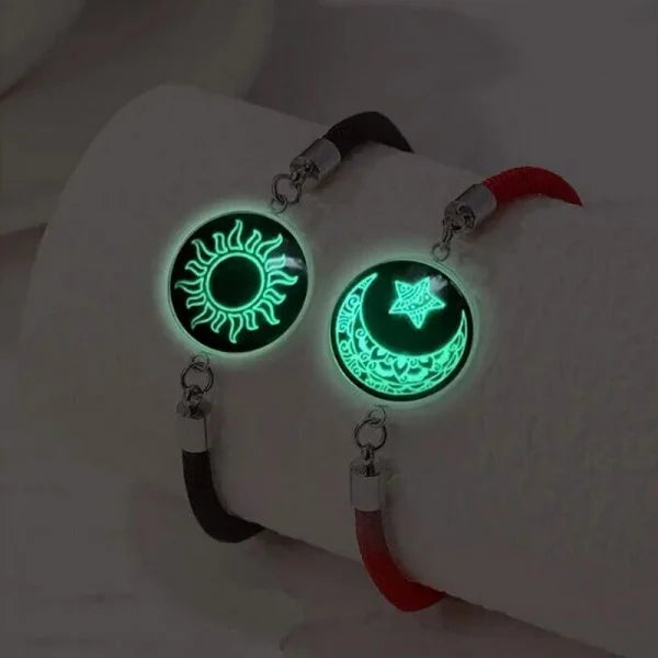 Butterfly Luminous Pendant Bracelet Set – Couples Black Rope
