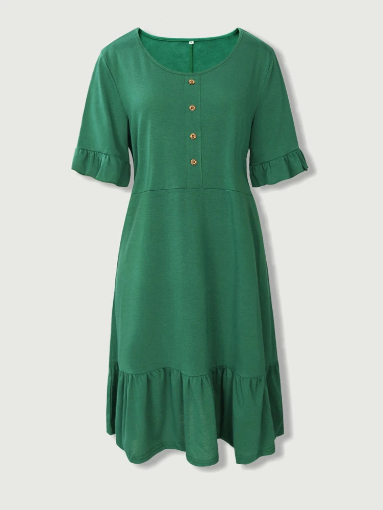 Women’s Summer V-Neck Button Chiffon Dress