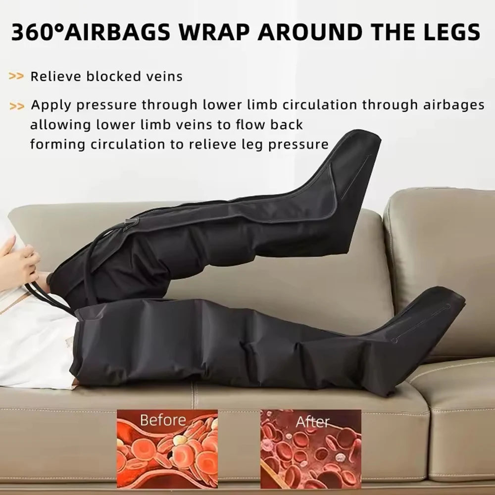 6-Airbag Compression Massage Boots – Circulation & Leg Muscle Relaxation, Relieves Varicose Veins