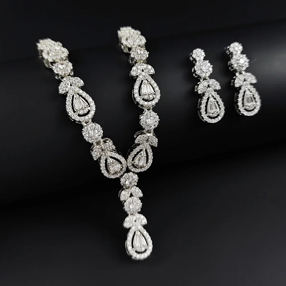 Luxury 2PCS Indian African Silver Jewelry Set – Necklace & Earrings