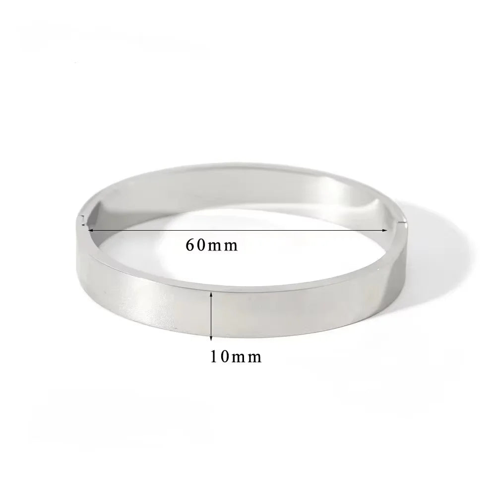 Oval Smooth Stainless Steel Bangle. 18k Gold Color Charm Jewelry Gifts Wholesale