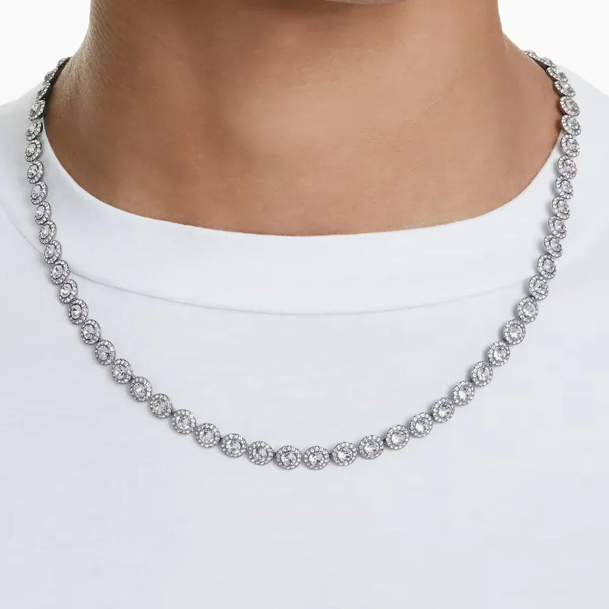Women's Classic Diamond Round Crystal Necklace Set – S925 Silver